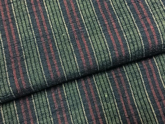 平和屋着物●上質な紬　縞　正絹　逸品　AABM3941fy