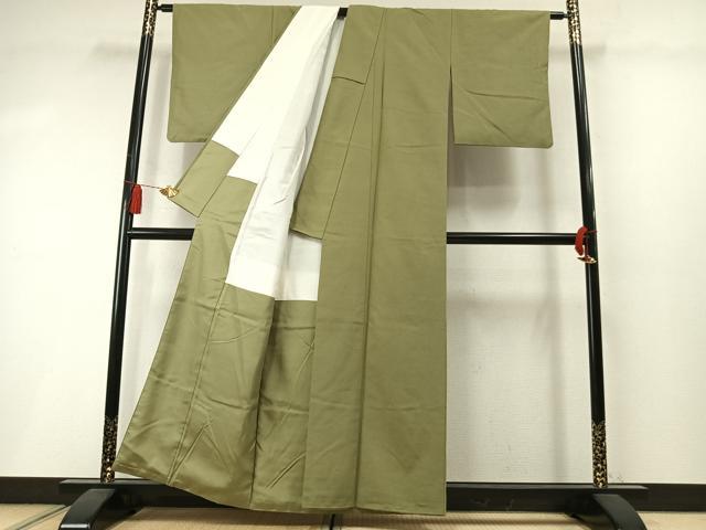 平和屋着物●結城紬　色無地　柳茶色　正絹　逸品　AABM3946fy