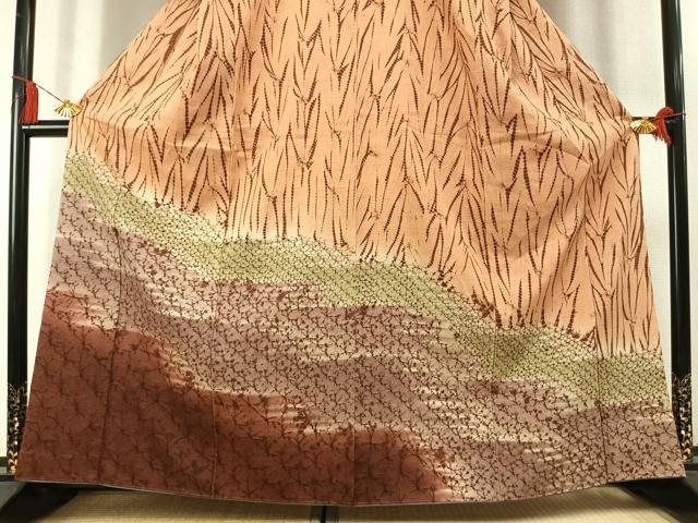 平和屋着物●訪問着　紬地　総絞り　霞文　正絹　逸品　AABM3948fy