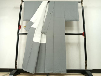 平和屋着物●上質な色無地　灰青色　正絹　逸品　未使用　AABM3949fy