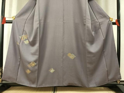 平和屋着物●訪問着　駒刺繍　松皮菱抽象文　金銀彩　正絹　逸品　AABM3954fy