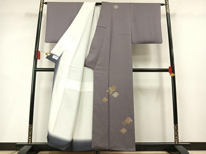 平和屋着物●訪問着　駒刺繍　松皮菱抽象文　金銀彩　正絹　逸品　AABM3954fy