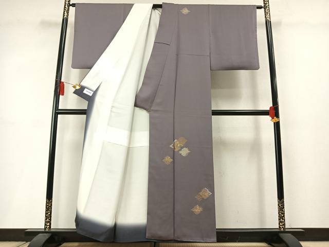 平和屋着物●訪問着　駒刺繍　松皮菱抽象文　金銀彩　正絹　逸品　AABM3954fy