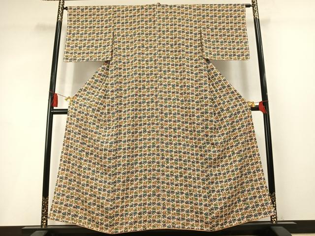 平和屋着物●上質な小紋　型染め　幾何学文様　正絹　逸品　AABM3955fy