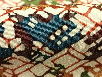 平和屋着物●上質な小紋　型染め　幾何学文様　正絹　逸品　AABM3955fy