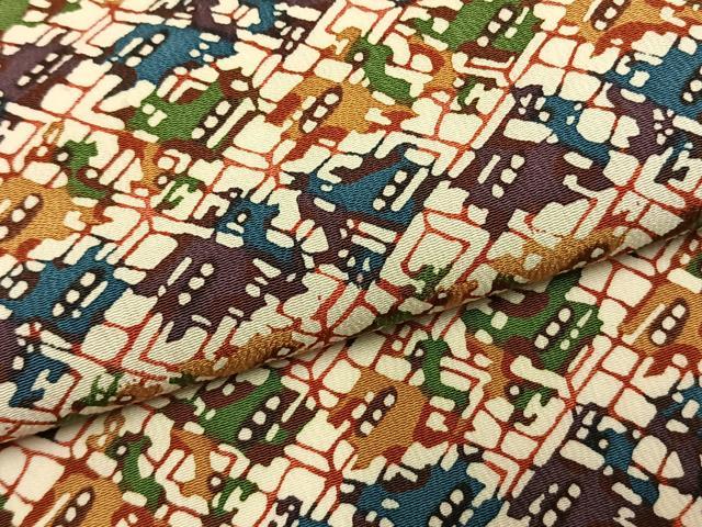 平和屋着物●上質な小紋　型染め　幾何学文様　正絹　逸品　AABM3955fy