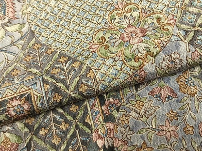 平和屋着物●上質な小紋　更紗花文　鬼しぼ縮緬　正絹　逸品　未使用　AABM3956fy