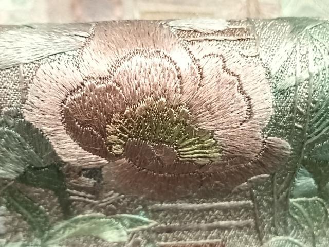 平和屋着物●訪問着　総刺繍　草花熨斗文　暈し染め　ロング丈　正絹　逸品　AABM3959fy
