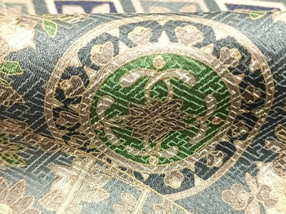 平和屋着物●染色作家　斉藤三才　小紋　切嵌花鳥文　金彩　正絹　逸品　AABM3960fy
