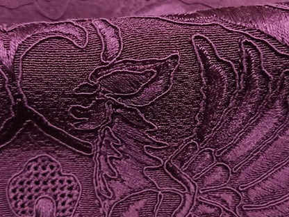 平和屋着物●中国三大刺繍　スワトウ刺繍　汕頭刺繍　総刺繍　振袖　桑の実色　正絹　逸品　AABM3962fy