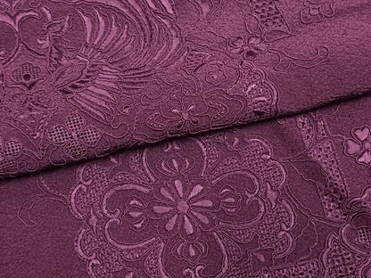 平和屋着物●中国三大刺繍　スワトウ刺繍　汕頭刺繍　総刺繍　振袖　桑の実色　正絹　逸品　AABM3962fy