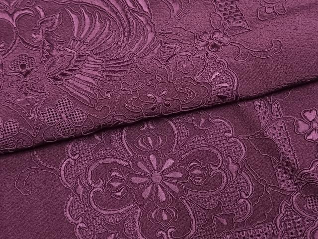 平和屋着物●中国三大刺繍　スワトウ刺繍　汕頭刺繍　総刺繍　振袖　桑の実色　正絹　逸品　AABM3962fy