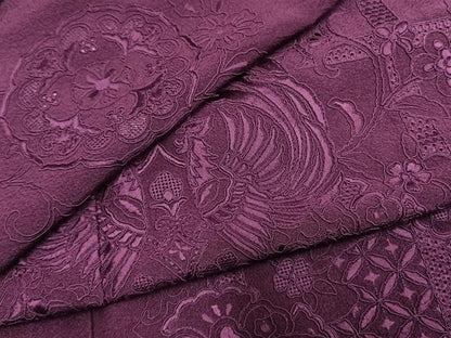平和屋着物●中国三大刺繍　スワトウ刺繍　汕頭刺繍　総刺繍　振袖　桑の実色　正絹　逸品　AABM3962fy