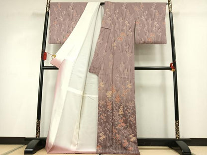平和屋着物●訪問着　草花文　暈し染め　ロング丈　正絹　逸品　未使用　AABM3970fy
