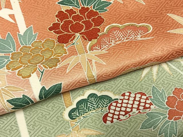 平和屋着物●訪問着　松竹梅　草花文　暈し染め　金彩　正絹　逸品　AABM3972fy