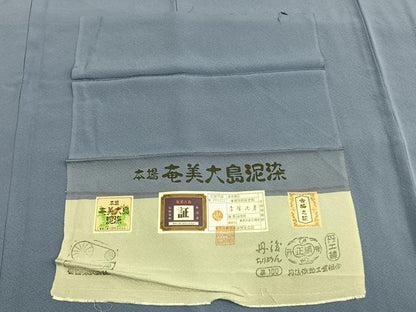 平和屋着物●上質な色無地　本場奄美大島泥染　紅碧色　赤塚次男　丹後ちりめん　証紙付き　正絹　逸品　AABM3973fy