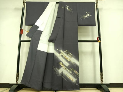平和屋着物●訪問着　総刺繍　源氏車花文　暈し染め　金銀糸　正絹　逸品　AABM3975fy
