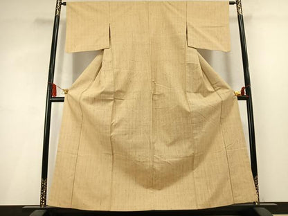 平和屋着物●上質な紬　縞　正絹　逸品　AABM3976fy