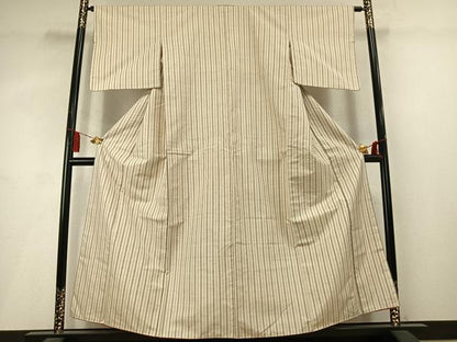 平和屋着物●上質な紬　縞　正絹　逸品　AABM3977fy