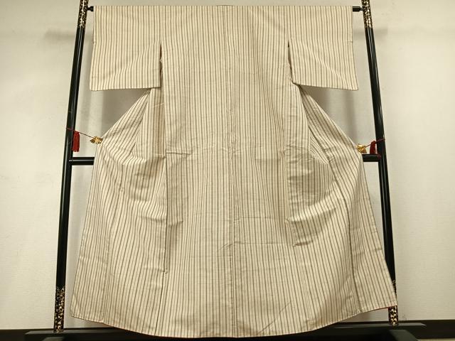 平和屋着物●上質な紬　縞　正絹　逸品　AABM3977fy