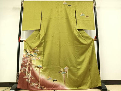 平和屋着物●訪問着　花蝶松文　暈し染め　金彩　正絹　逸品　AABM3978fy