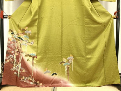 平和屋着物●訪問着　花蝶松文　暈し染め　金彩　正絹　逸品　AABM3978fy