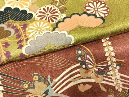 平和屋着物●訪問着　花蝶松文　暈し染め　金彩　正絹　逸品　AABM3978fy