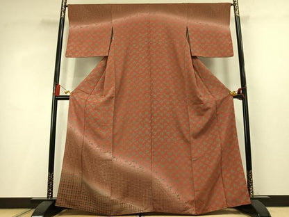 平和屋着物●訪問着　草花格子文　暈し染め　正絹　逸品　AABM3981fy
