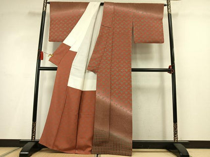 平和屋着物●訪問着　草花格子文　暈し染め　正絹　逸品　AABM3981fy