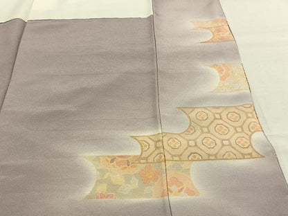 平和屋着物●中国三大刺繍　スワトウ刺繍　汕頭刺繍　相良刺繍　訪問着　花鳥文　暈し染め　金彩　正絹　逸品　未使用　AABM3985fy