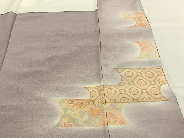 平和屋着物●中国三大刺繍　スワトウ刺繍　汕頭刺繍　相良刺繍　訪問着　花鳥文　暈し染め　金彩　正絹　逸品　未使用　AABM3985fy
