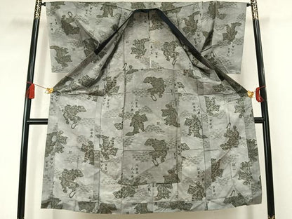 平和屋着物●男性　長襦袢　単衣　人物文　正絹　逸品　AABM3986fy