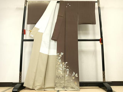 平和屋着物●訪問着　枝桜文　暈し染め　金彩　やまと誂製　正絹　逸品　AABM3992fy