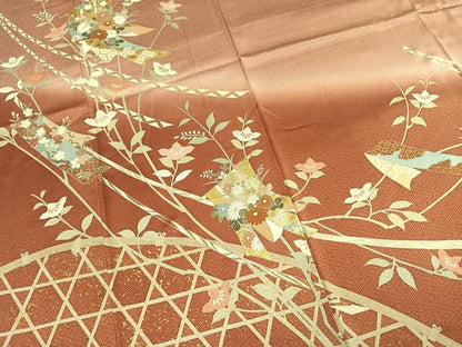平和屋着物●訪問着　熨斗花文　暈し染め　金彩　正絹　逸品　AABM3994fy
