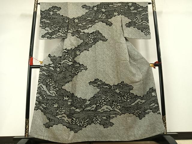 平和屋着物●訪問着　総絞り　松竹梅　黒地　正絹　逸品　未使用　AABM3998fy