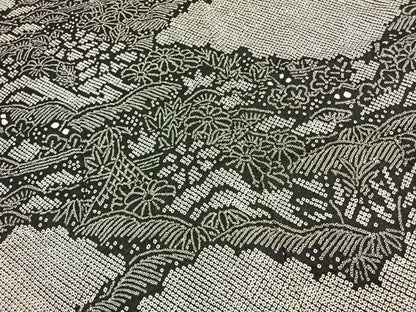 平和屋着物●訪問着　総絞り　松竹梅　黒地　正絹　逸品　未使用　AABM3998fy