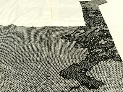 平和屋着物●訪問着　総絞り　松竹梅　黒地　正絹　逸品　未使用　AABM3998fy
