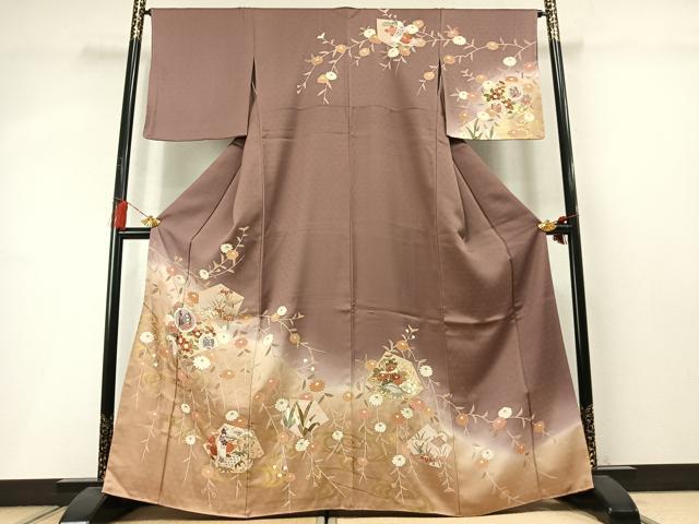 平和屋着物●訪問着　花蝶文　暈し染め　金銀彩　正絹　逸品　未使用　AABM4002fy