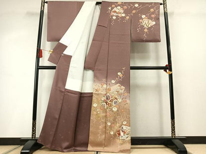 平和屋着物●訪問着　花蝶文　暈し染め　金銀彩　正絹　逸品　未使用　AABM4002fy
