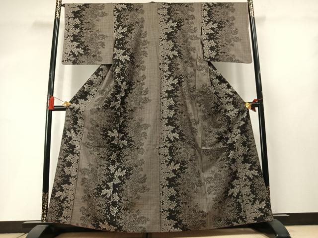 平和屋着物●本場大島紬　割り込み絣　草花文　正絹　逸品　AABM4004fy