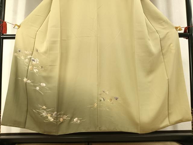 平和屋着物●金彩友禅　卓越技能者・名工・和田光正監修　光阿弥　訪問着　松葉　舞葉文　暈し染め　金彩　正絹　逸品　AABM4007fy
