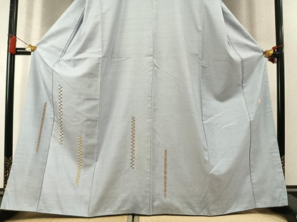 平和屋着物●五月みどりプロデュース　結城紬地　訪問着　総刺繍　抽象文様　銀糸　正絹　逸品　AABM4011fy
