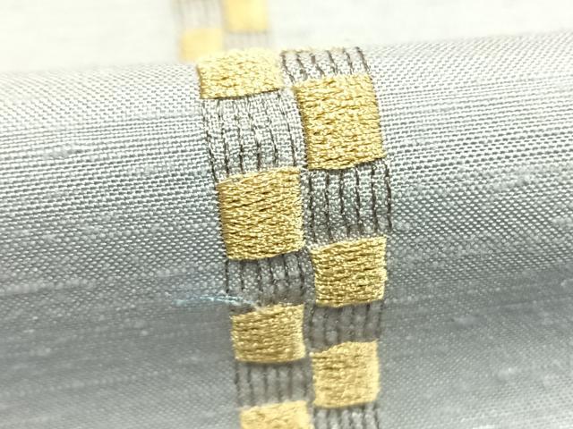 平和屋着物●五月みどりプロデュース　結城紬地　訪問着　総刺繍　抽象文様　銀糸　正絹　逸品　AABM4011fy