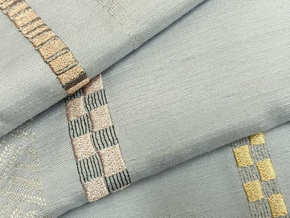 平和屋着物●五月みどりプロデュース　結城紬地　訪問着　総刺繍　抽象文様　銀糸　正絹　逸品　AABM4011fy