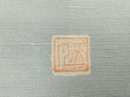 平和屋着物●五月みどりプロデュース　結城紬地　訪問着　総刺繍　抽象文様　銀糸　正絹　逸品　AABM4011fy