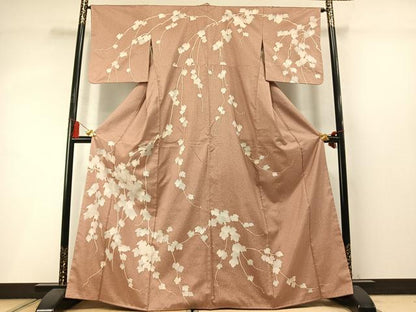 平和屋着物●本場縞大島紬　訪問着　蔦の葉文　正絹　逸品　AABM4012fy