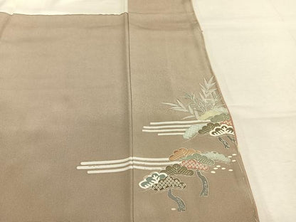 平和屋着物●訪問着　枝松風景文　暈し染め　金彩　正絹　逸品　AABM4015fy