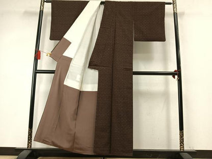 平和屋着物●上質な紬　幾何学文様　正絹　逸品　AABM4016fy