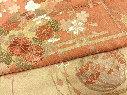 平和屋着物●上質な小紋　刺繍　枝花丸文　暈し染め　金彩　やまと誂製　正絹　逸品　AABM4022fy