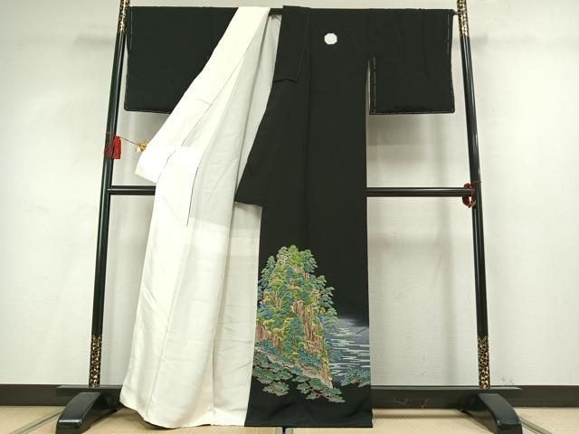 平和屋着物●本加賀友禅作家　浅野冨治男　黒留袖　枝松飛鳥文　暈し染め　正絹　逸品　未使用　AABM4023fy